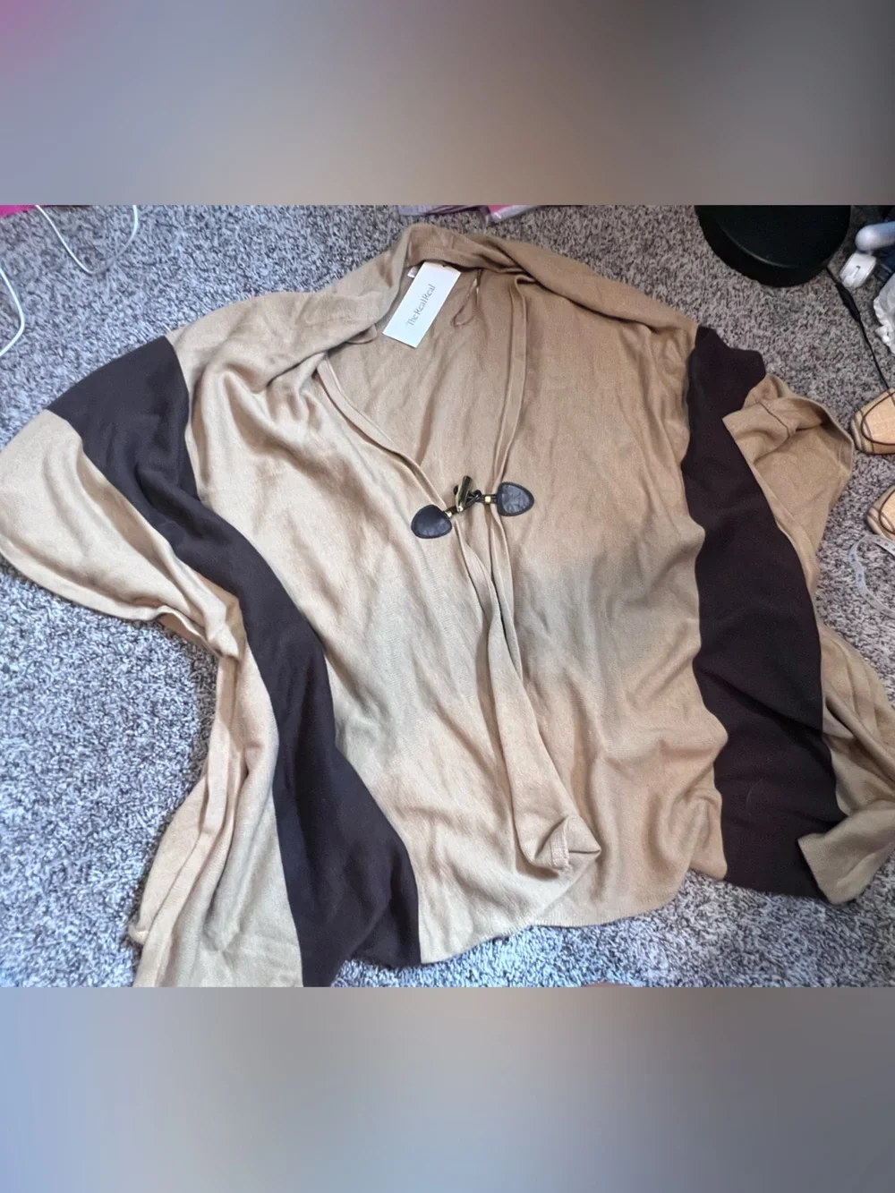 Michael Kors Camel and Chocolate Open-Front Poncho
